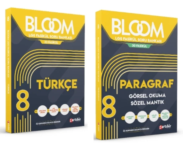 ARTIBİR YAYINLARI 8. Sınıf Bloom Türkçe + Paragraf Görsel Okuma Sözel Mantık LGS Fasikül Soru Bankası (2 Kitap)