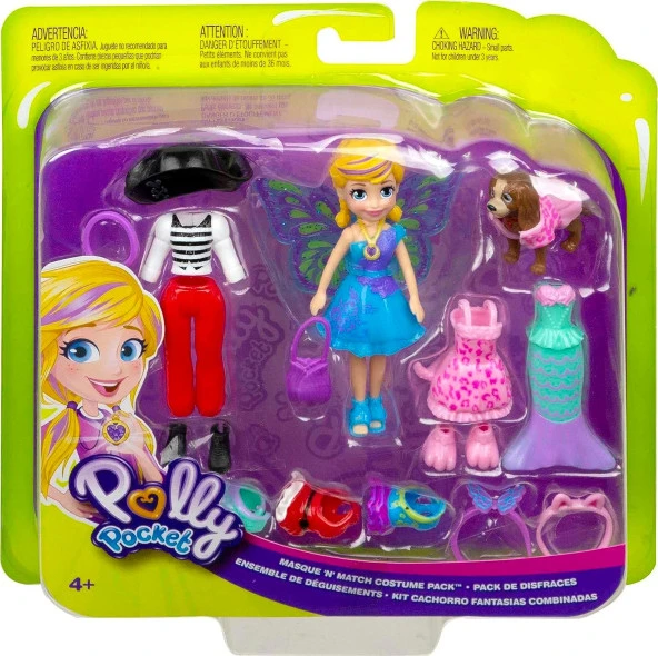 Polly Pocket Polly Rocket ve Hayvan Dostu Kostüm Giyiyor Oyun Seti MATTEL.D.GDM15