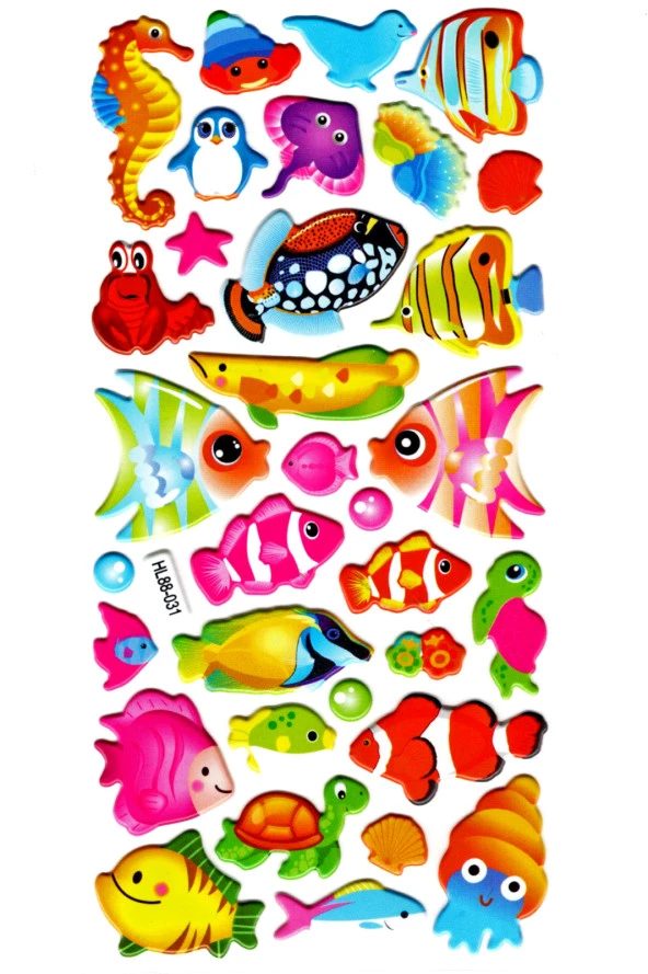 Sticker Kabartmalı Stiker Defter, Planlayıcı Etiket (HL88-031) - 17x9 cm - Renkli Balıklar - Resim 2