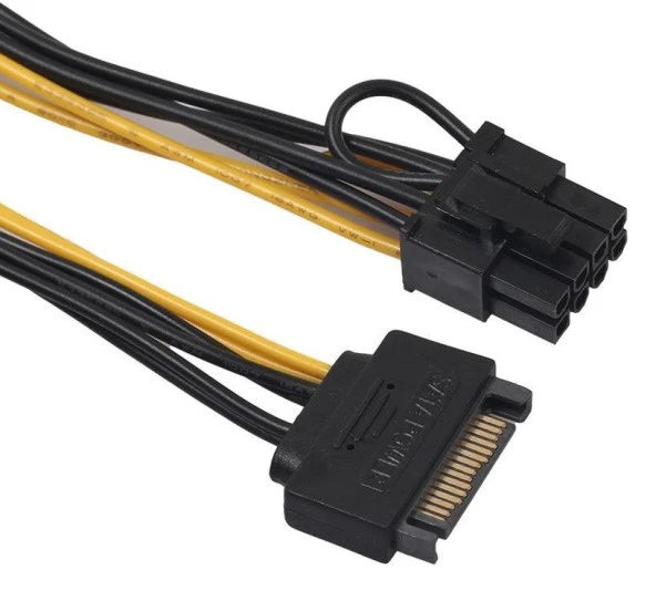 PrimeX PX-5062 Sata To 8 Pin Ekran Kartı Power Çevirici, 6+2 Pin 8Pin Ekran Kartı Kablo,  Bakır 20Cm