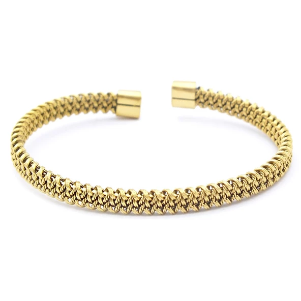 Altın Kaplama Halat Model  Erkek Kelepçe Bileklik EBLK-435 ürün görseli