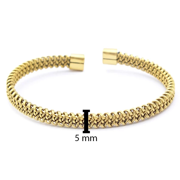 Altın Kaplama Halat Model  Erkek Kelepçe Bileklik EBLK-435 - Resim 3