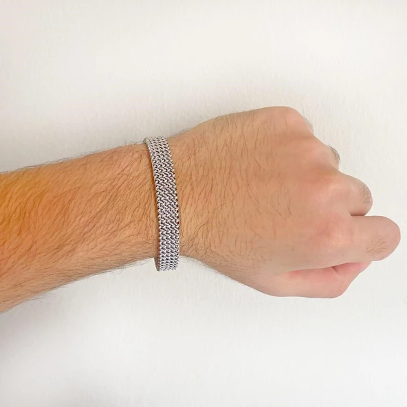 316L Çelik Halat Model Erkek Kelepçe Bileklik EBLK-411 - Resim 3