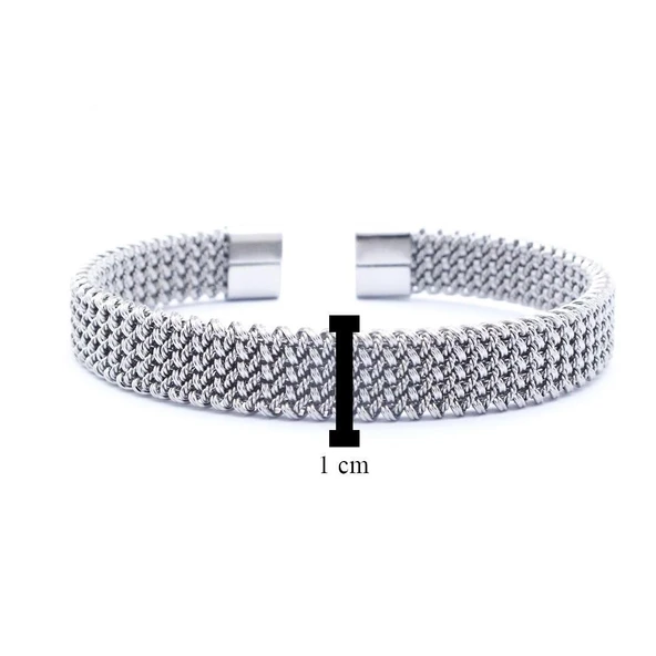 316L Çelik Halat Model Erkek Kelepçe Bileklik EBLK-411 - Resim 5