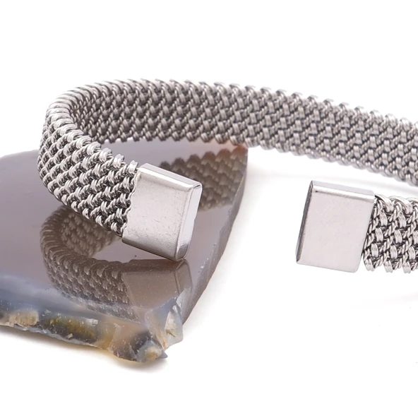 316L Çelik Halat Model Erkek Kelepçe Bileklik EBLK-411 - Resim 4