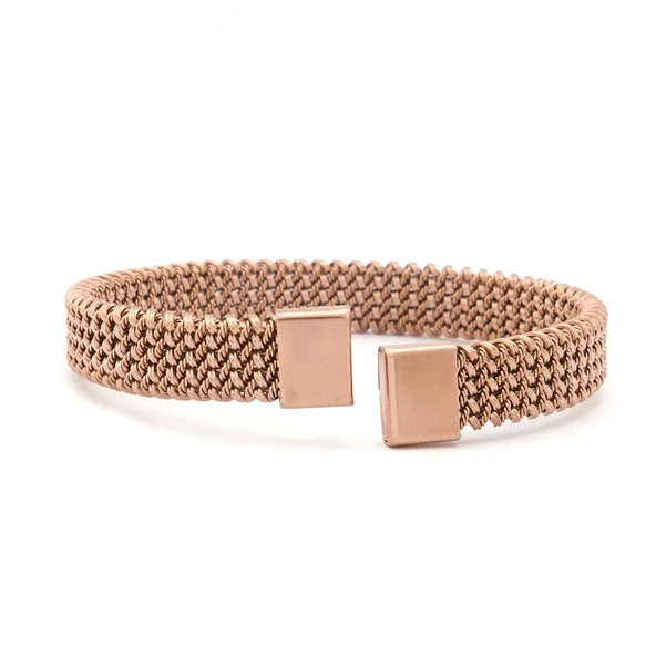 316L Çelik Rose Gold Halat Model Erkek Kelepçe Bileklik EBLK-412 ürün görseli