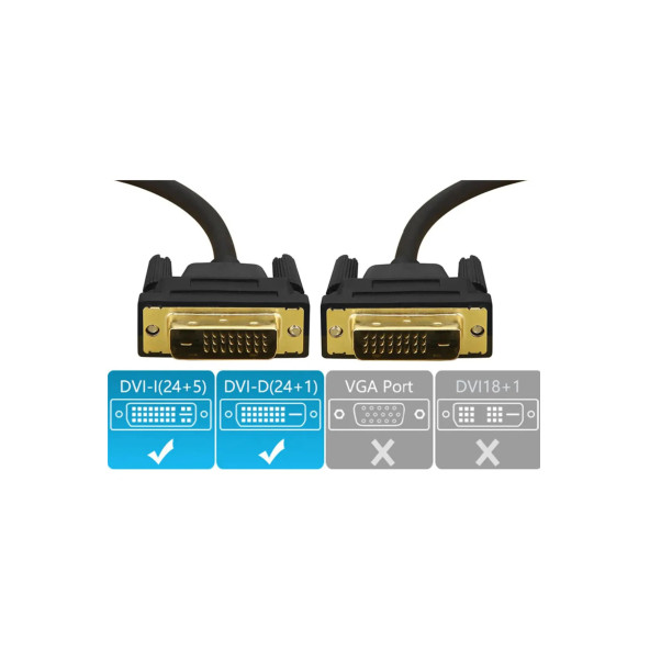 HOTRON 1.8m E-246588 Dvi To Dvi Monitör Ekran Kablosu Ara Bağlantı DVI-D 24 +1 - 2