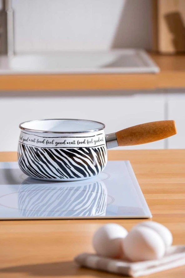 Acar Royal 16 cm Emaye Ahşap Saplı Sütlük Sosluk Siyah XAP-06676