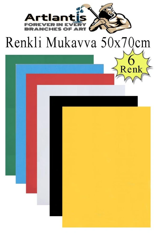 Renkli Mukavva 6 Renk 50x70 cm 1 Paket Sert Renkli Karton 1.0 mm Okul Okul Öncesi Anasınıfı Hobi Etkinlik