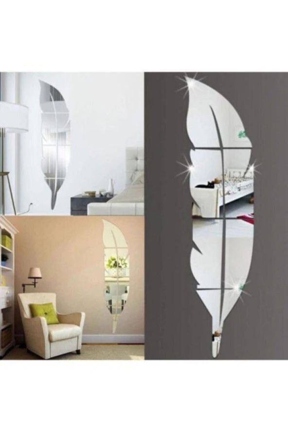 Dekoratif Duvar Dekorasyon Tüy Desen Gümüş Ayna Pleksi 30x120cm