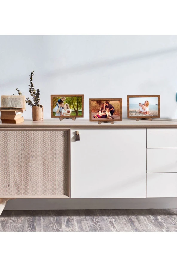 GİZEM SHOP 3 Adetahşap Ayaklı Resim Çerçevesi 13x18 Resme Uygun (camsız) - 2