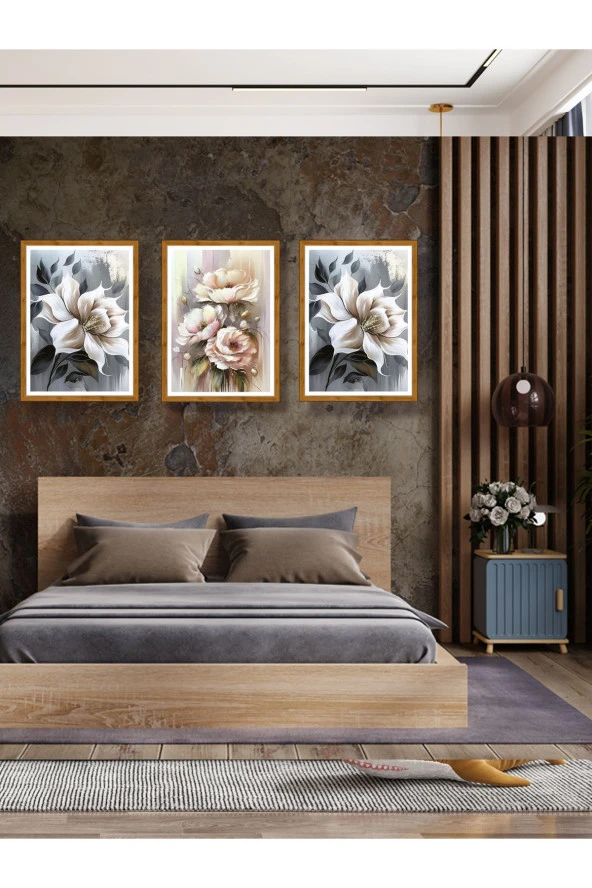 YALOVA SHOP Dekoratif Yağlıboya 3 lü Tablo Seti 40 x 60 cm - 1