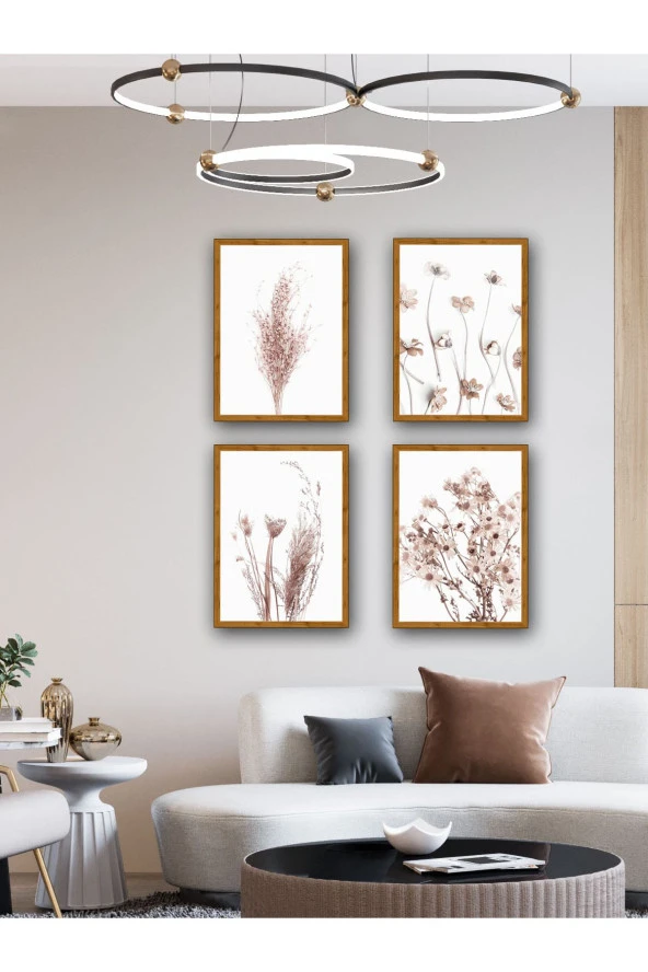 YALOVA SHOP Dekoratif Soft Botanik Temalı 4 lü Tablo Seti - Resim 2