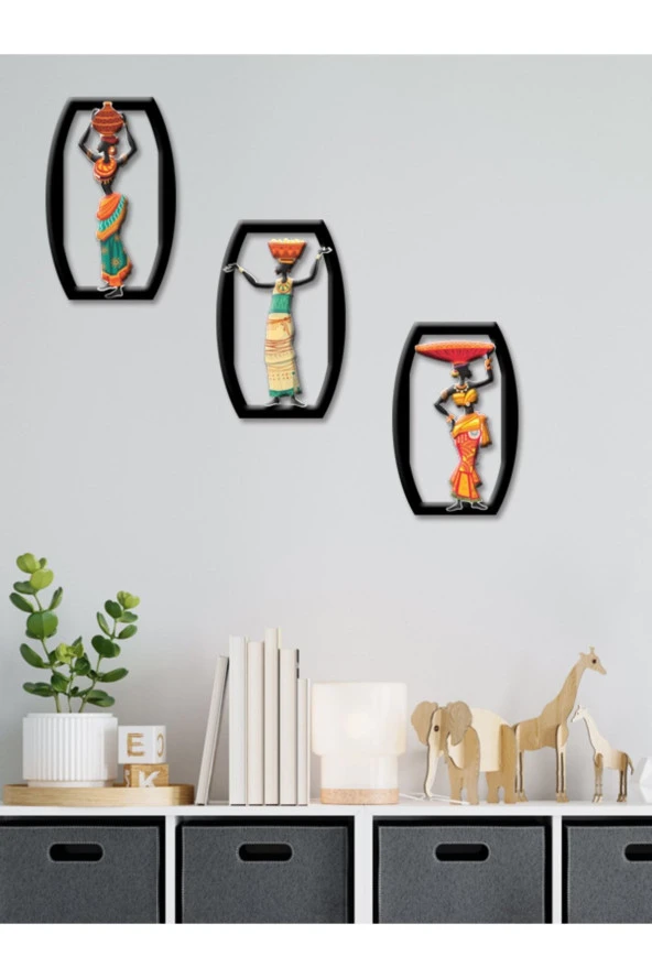 GİZEM SHOP Etnik Kıyafetli Afrikalı Kadınlar Uv Baskı Duvar Dekorasyonu Modern - Resim 6