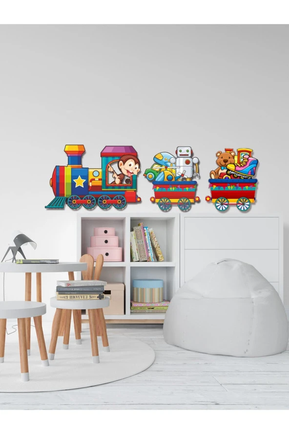 HYL Çocuk Odası Duvar Dekoru Tren Uv Baskı Mdf (sticker Değildir) - Resim 2
