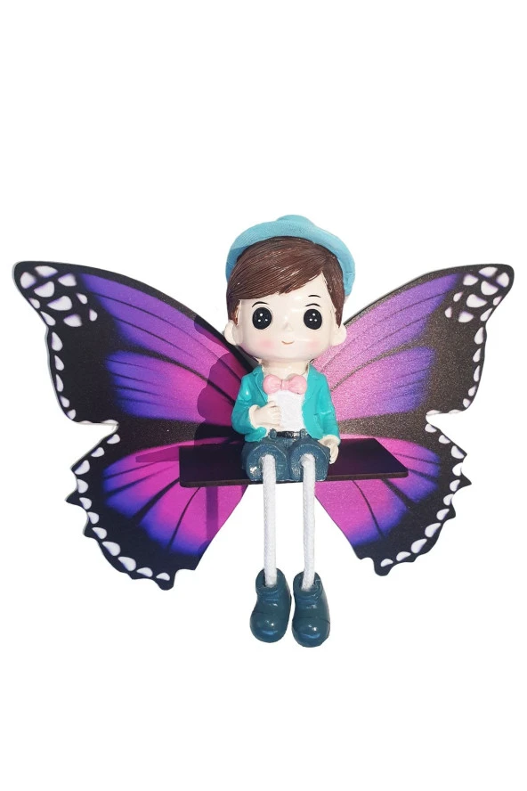 KEMSON Dekoratif Uv Baskı Kelebek Figürlü Duvar Rafı Mumluk Bibloluk Lazer Kesim - Resim 5