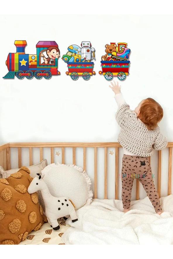 HYL Çocuk Odası Duvar Dekoru Tren Uv Baskı Mdf (sticker Değildir) ürün görseli 1