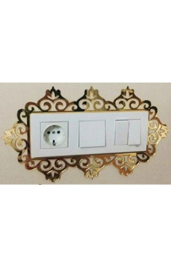 GİZEM SHOP Dekoratif Pleksi Priz Anahtar Çerçevesi Üçlü Gold ürün görseli 1