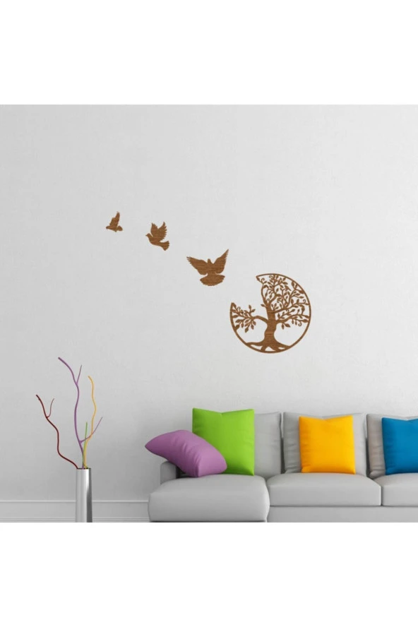 GİZEM SHOP Dekoratif Lazer Kesim Hayat Ağacı Indan Uçan Kuşlar Ençok Beğenilen Ürünler Den Biri - Resim 4