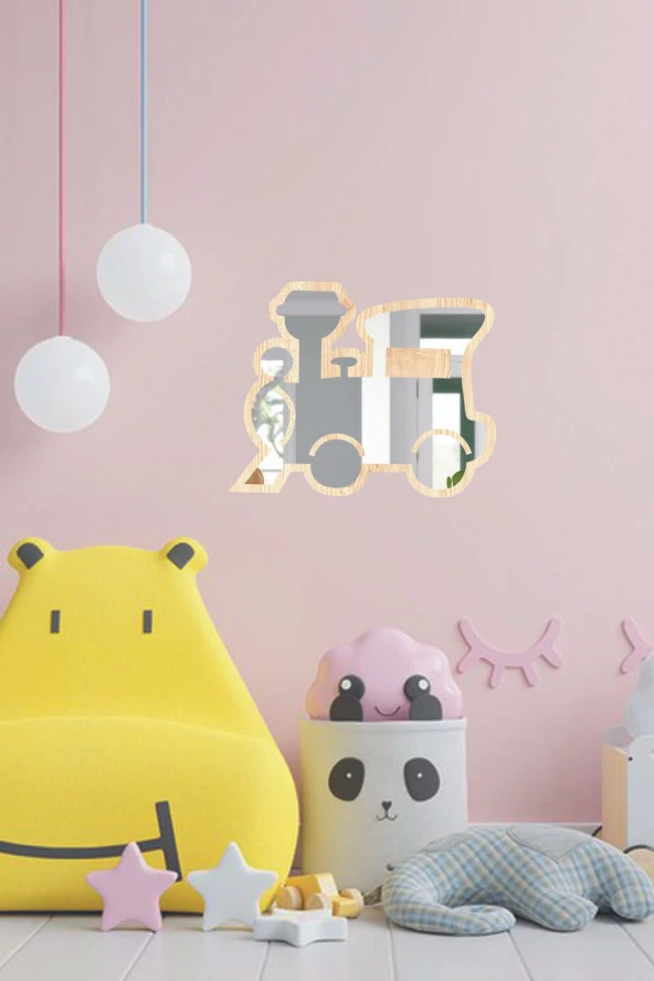 Odun Marketi Tren Figürlü Çocuk Odası Dekoratif Kırılmaz Pleksi Ayna Tren - Resim 3