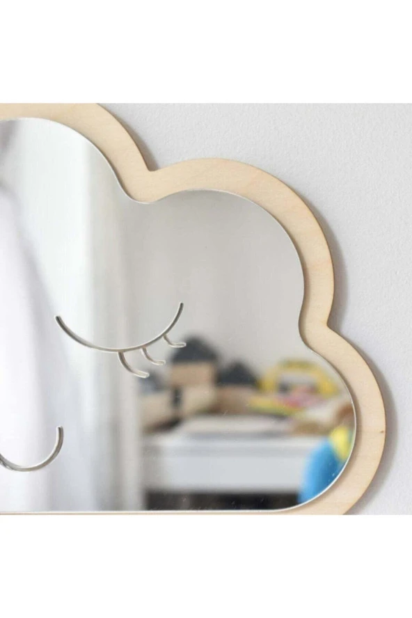 GİZEM SHOP Sevimli Gülen Yüz Bulut Ayna Dekoratif Çocuk Odası Kesmeyen Ayna - Resim 3