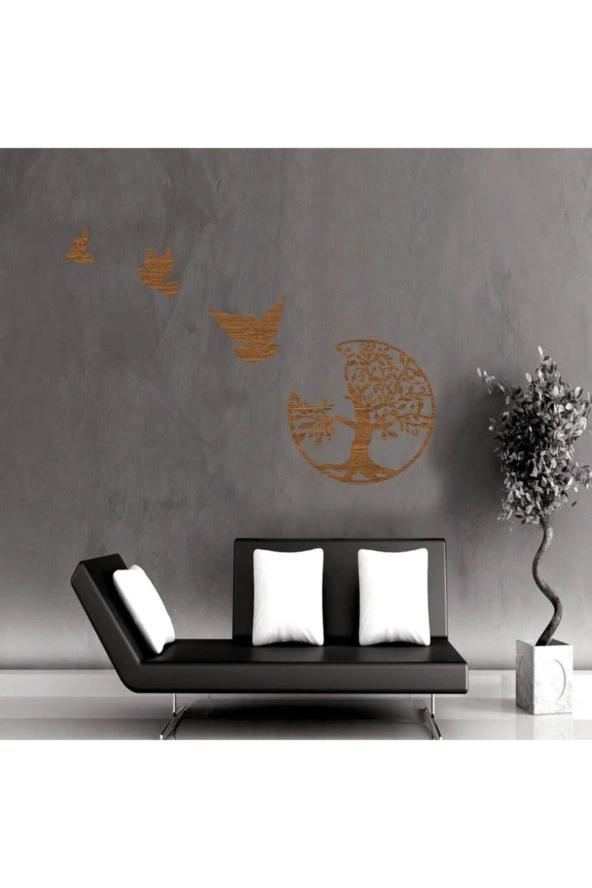 Odun Marketi Dekoratif Lazer Kesim Hayat Ağacı Indan Uçan Kuşlar Ençok Beğenilen Ürünler Den Biri - Resim 6