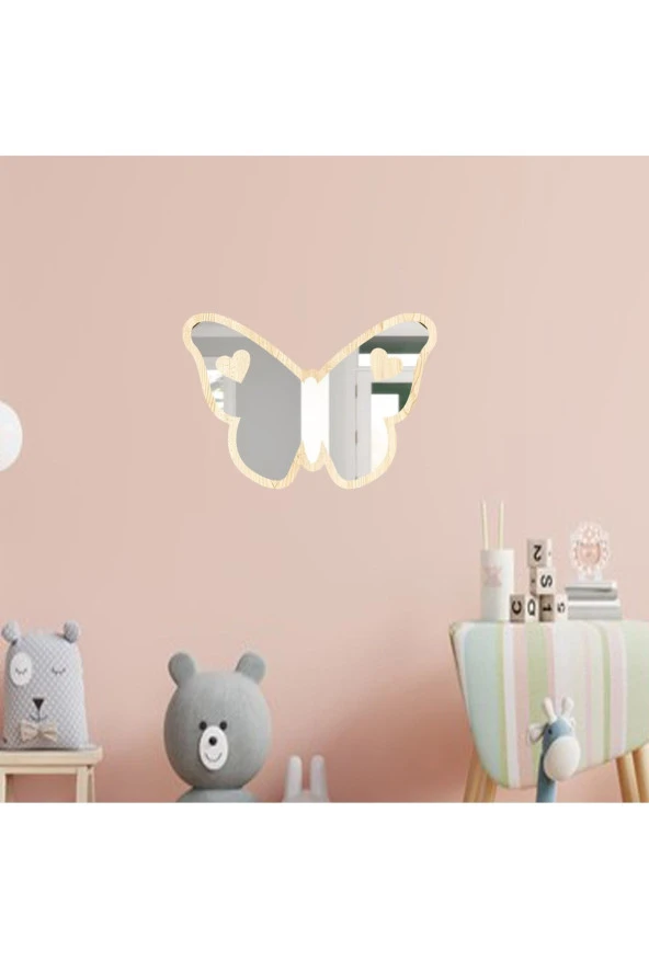 Odun Marketi Kelebek Figürlü Çocuk Odası Dekoratif Pleksi Kırılmaz Ayna Kelebek - Resim 2