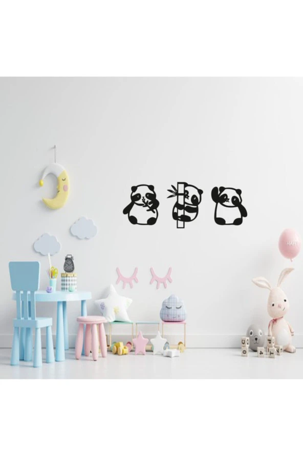 GİZEM SHOP Sevimli Pandalar Çocuk Odası Duvar Dekoru Mutfak ve Koridor İçin Muhteşem Tasarımlar - Resim 3