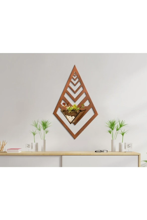 GİZEM SHOP Dekoratif Lazer Kesim Duvar Saksılığı Teraryum Tarzı Balkon Bahçe Dekorasyonu Gibi Alanlarda Ceviz - 4