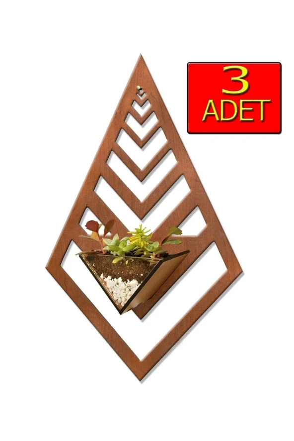 GİZEM SHOP Dekoratif Lazer Kesim Duvar Saksılığı Teraryum Tarzı Balkon Bahçe Dekorasyonu Gibi Alanlarda Ceviz - 5