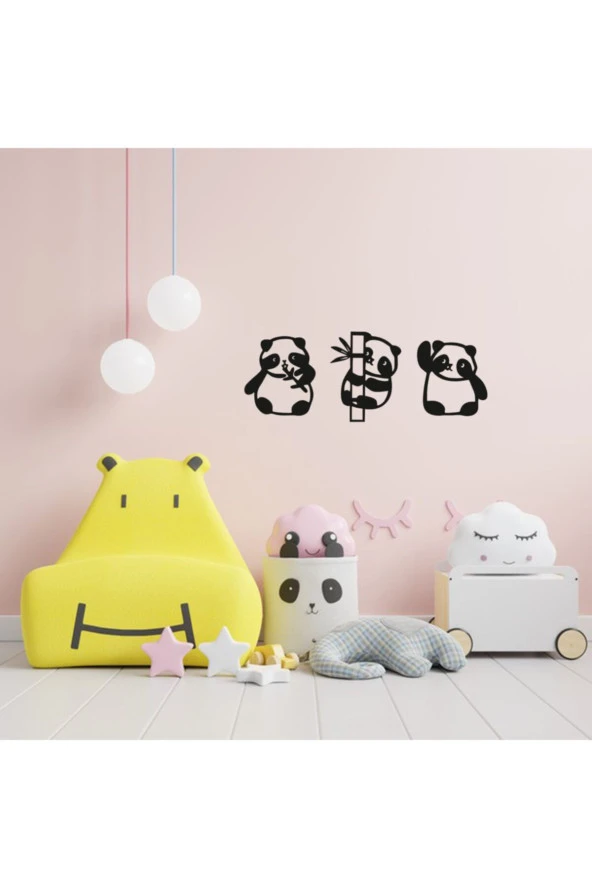 GİZEM SHOP Sevimli Pandalar Çocuk Odası Duvar Dekoru Mutfak ve Koridor İçin Muhteşem Tasarımlar - Resim 4