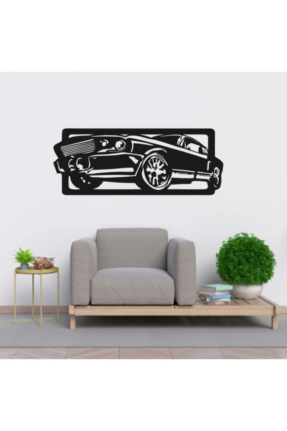 GİZEM SHOP Siyah Mustang Duvar Dekoru - Resim 6