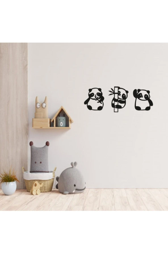 GİZEM SHOP Sevimli Pandalar Çocuk Odası Duvar Dekoru Mutfak ve Koridor İçin Muhteşem Tasarımlar - Resim 2
