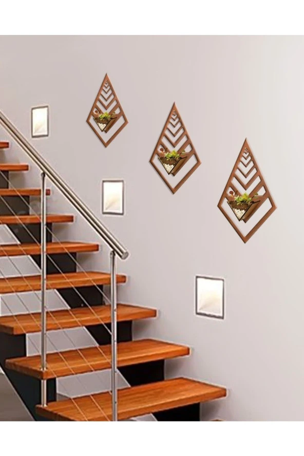 GİZEM SHOP Dekoratif Lazer Kesim Duvar Saksılığı Teraryum Tarzı Balkon Bahçe Dekorasyonu Gibi Alanlarda Ceviz - 2