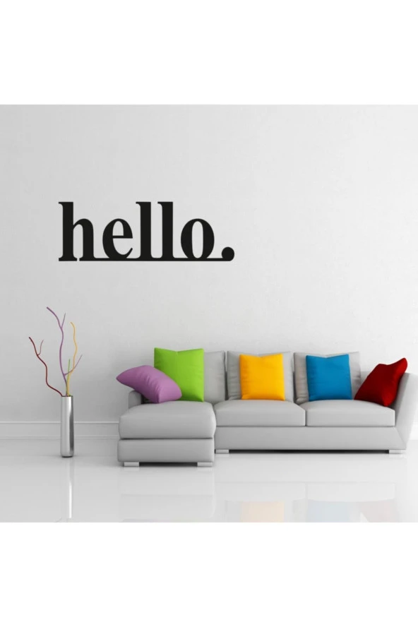 GİZEM SHOP Hello Dekoratif Ahşap Siyah Duvar Yazısı Siyah - Resim 3