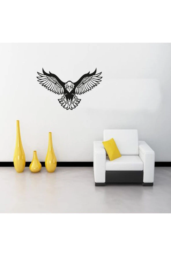 HYL Kartal Figürlü Duvar Dekoru,kara Kartal Duvar Süsü, Ahşap Lazer Kesim Dekoratif Tablo Siyah - 4