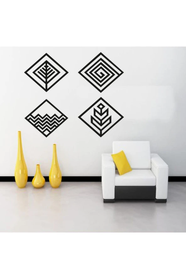HYL Dört Element Temalı Modern Ahşap Duvar Tablo Siyah - 6