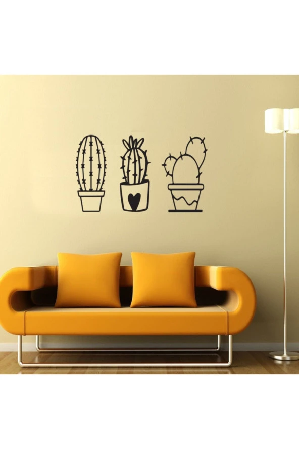 GİZEM SHOP Kaktüsler Duvar Dekoru, Duvar Süsü, Ahşap Lazer Kesim Dekoratif Tablo Siyah ürün görseli 1