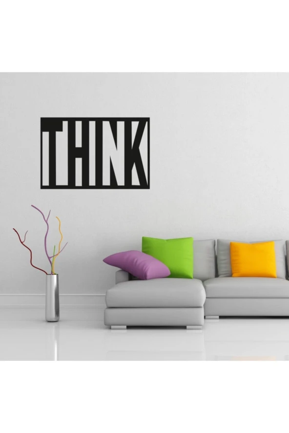 HYL Thınk Üç Boyutlu Duvar Yazısı Dekoru,duvar Süsü, Ahşap Lazer Kesim Dekoratif Tablo Siyah ürün görseli 1