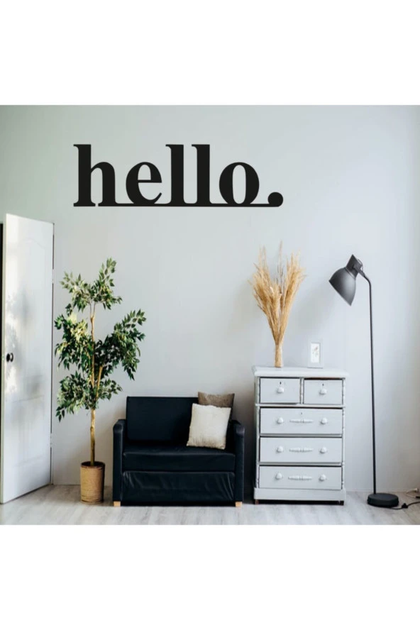 GİZEM SHOP Hello Dekoratif Ahşap Siyah Duvar Yazısı Siyah ürün görseli 1