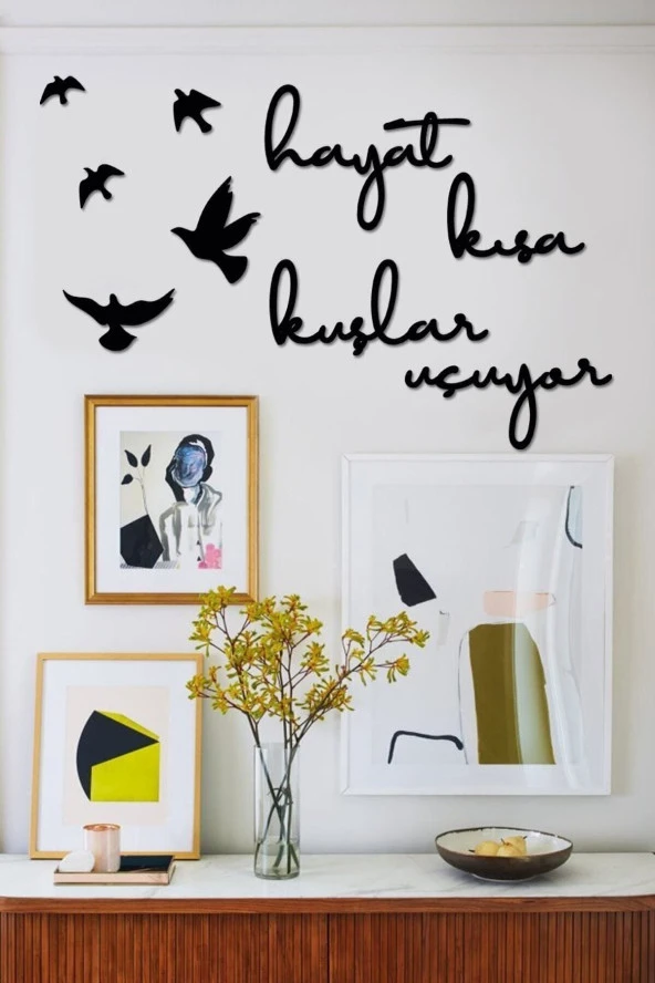 Odun Marketi Hayat Kısa Kuşlar Uçuyor Dekoratif Duvar Tablosu ürün görseli 1