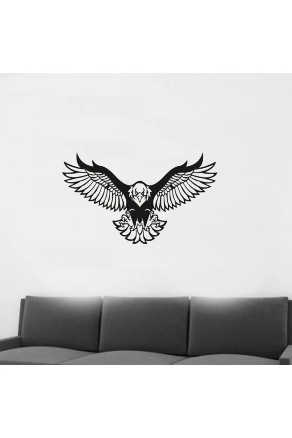 HYL Kartal Figürlü Duvar Dekoru,kara Kartal Duvar Süsü, Ahşap Lazer Kesim Dekoratif Tablo Siyah - 3