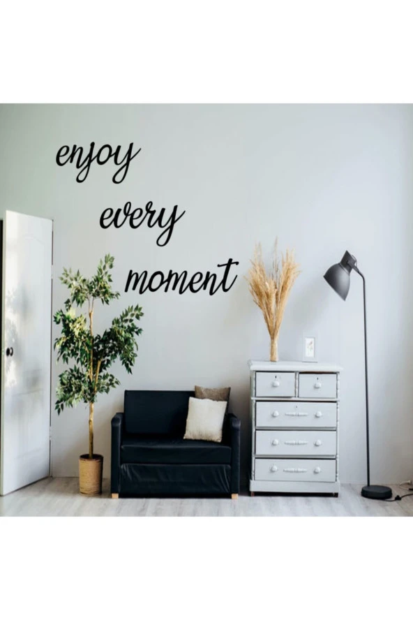 GİZEM SHOP Enjoy Every Moment Duvar Dekoru, Duvar Süsü, Ahşap Lazer Kesim Dekoratif Tablo Siyah - Resim 3