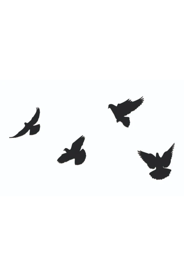 GİZEM SHOP Dekoratif Ahşap Dörtlü Kuş Duvar Süsü Duvar Dekoru Siyah - Resim 4