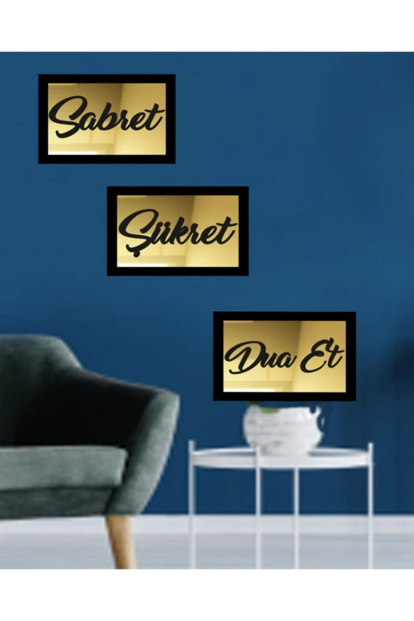 GİZEM SHOP 3d Sabret Şükret Dua Et 3'lü Set (26*16) - Resim 5
