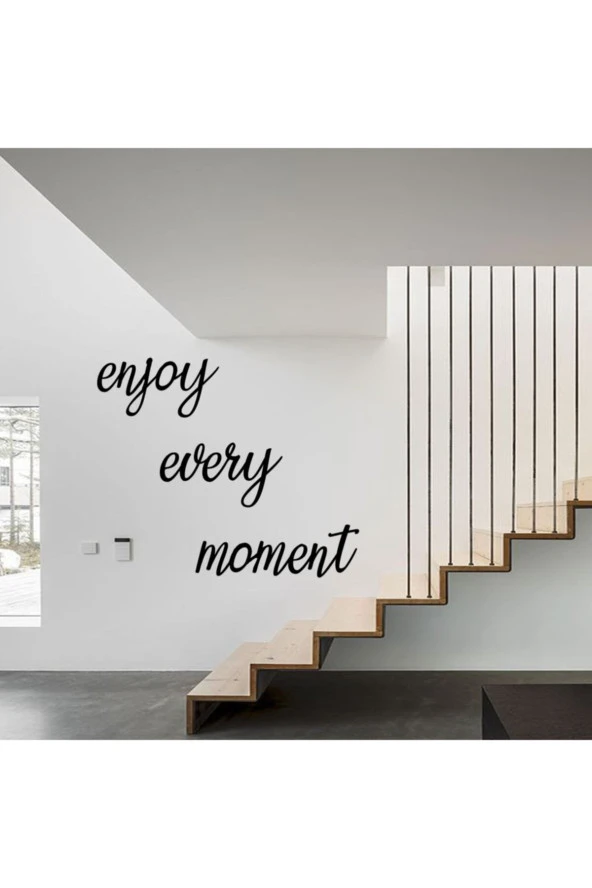 GİZEM SHOP Enjoy Every Moment Duvar Dekoru, Duvar Süsü, Ahşap Lazer Kesim Dekoratif Tablo Siyah - Resim 2