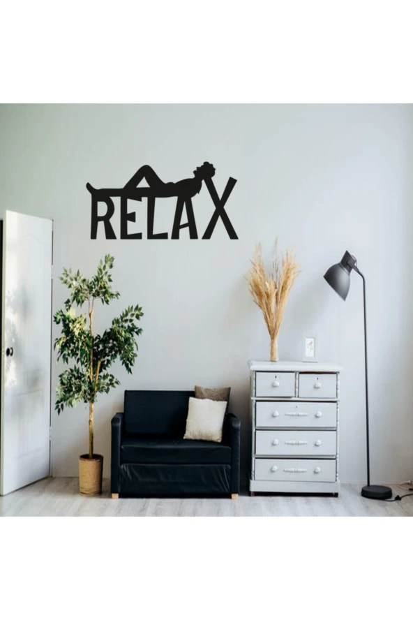 GİZEM SHOP Relax Duvar Dekoru, Duvar Süsü, Ahşap Lazer Kesim Dekoratif Tablo Siyah - Resim 2