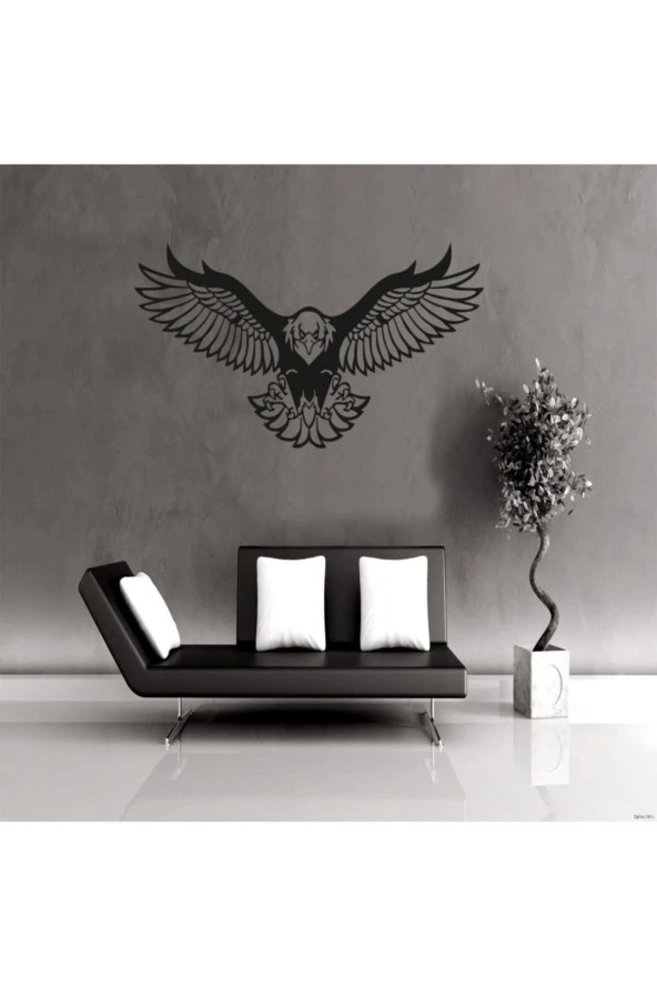 HYL Kartal Figürlü Duvar Dekoru,kara Kartal Duvar Süsü, Ahşap Lazer Kesim Dekoratif Tablo Siyah - 2