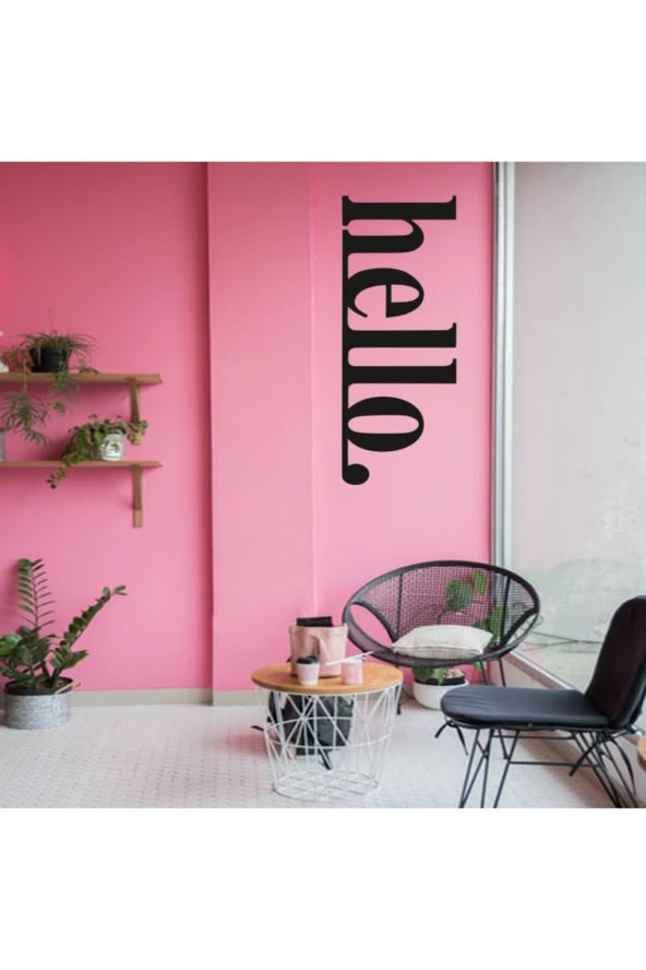 GİZEM SHOP Hello Dekoratif Ahşap Siyah Duvar Yazısı Siyah - Resim 2