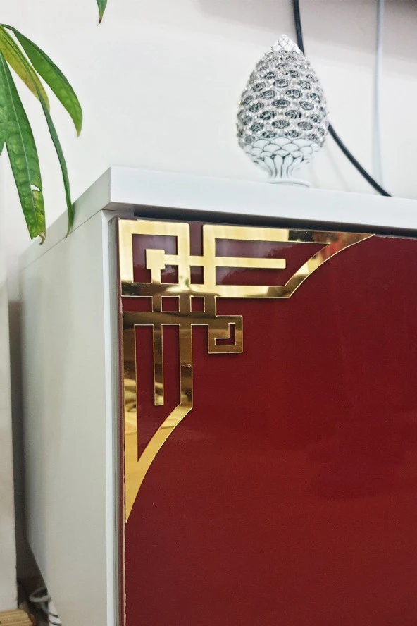 KEMSON Dekoratif Kapak Köşe Dekoru Ayna Pleksi Modern Gold - 2